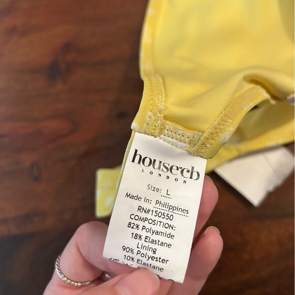 House of CB Mariposa Yellow‎ White Floral Print Bikini Bottoms Swim NWT Size L - Picture 7 of 8